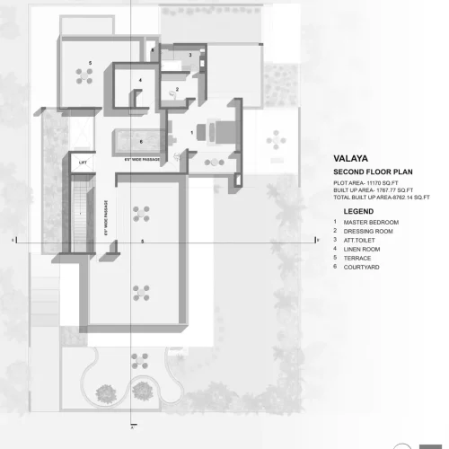 پلان طبقه دوم و تراس در طراحی مدرن ویلا پروژه والایا